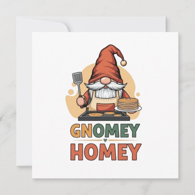 Convite Gnomey Homey Pancakes design (Frente)