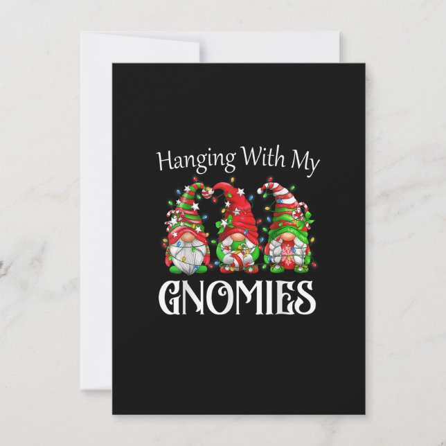Convite Gnomo de Natal Engraçado Com Minha Família Gnomies (Frente)