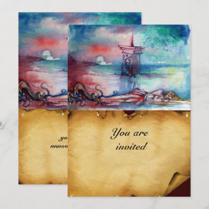 Convite GNOMO E DAMA DO LAGO Pergaminho marrom