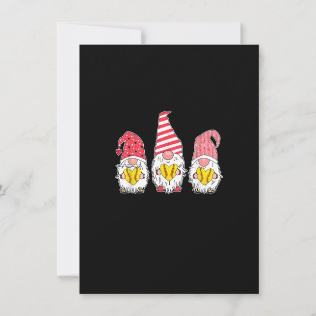 Convite Gnomo Love Softball Heart Leopard Xadrez Natal (Frente)