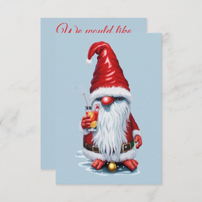 Convite Gnomo Norueguês Que Detém Um Cocktail De Sumo De M (Frente/Verso)