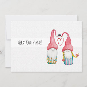 Convite Gnomos de Natal Apaixonados Aquarela Pintada à Mão