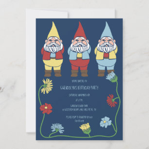 Convite Gnomos e Flores do Jardim Festa de aniversário Pe