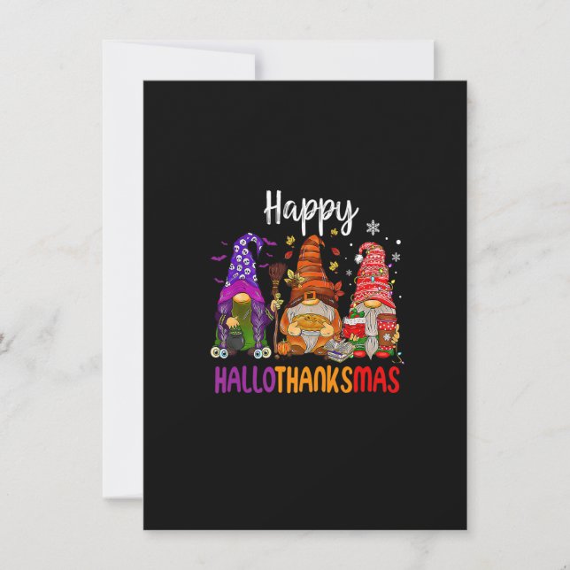 Convite Gnomos Engraçados Passaram o Natal Feliz Hallo (Frente)