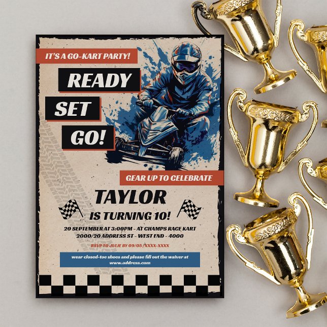 Convite Go Kart Festa de aniversário (Criador carregado)