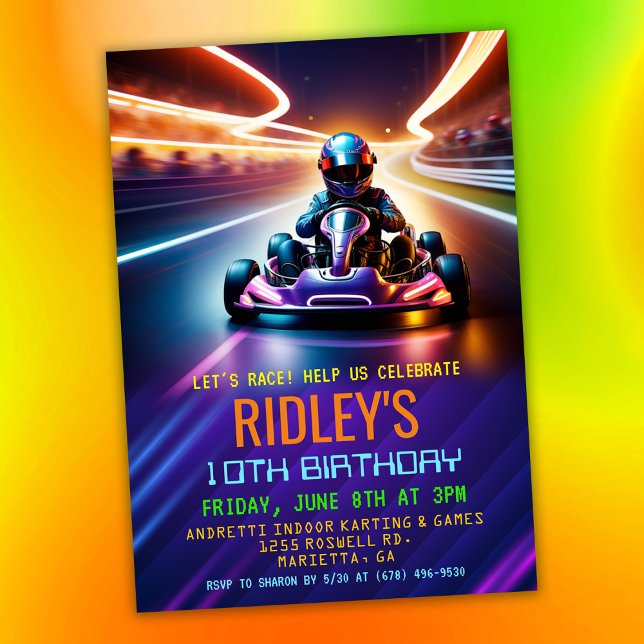 Convite Go Kart Racing Birthday (Criador carregado)