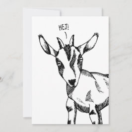 Convite Goat Sketch dizendo "Hej!"