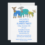 Convite Goats in Pajamas Kids SlumbParty<br><div class="desc">Esses convites de festas personalizados são perfeitos para festas de madeira e apresentam ilustrações bonitas e realistas de cabras vestindo pijamas coloridas. Todo o texto destes convites está pronto para o seu toque personalizado para que você possa personalizá-los com os detalhes da sua festa.</div>