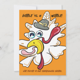Convite Gobble 'até você Wobble Ação de Graças à Turquia 2