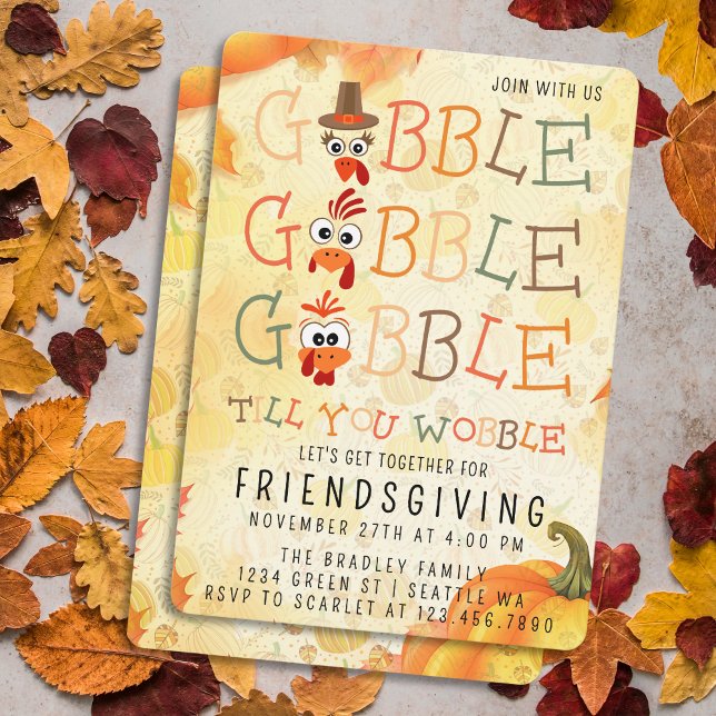 Convite Gobble Gobble Até Você Cambalear Funny Dia de Ação (Criador carregado)