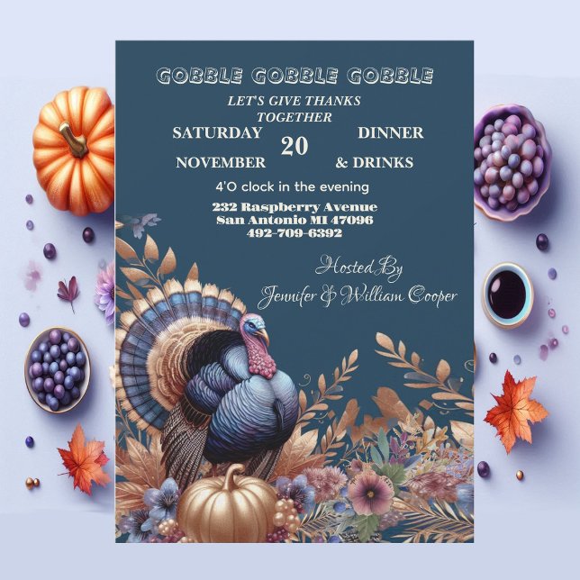 Convite Gobble Gobble Gobble Seu Tempo De Ação De Graças N (Gobble Gobble Gobble Its Turkey Time Thanksgiving Invitation)