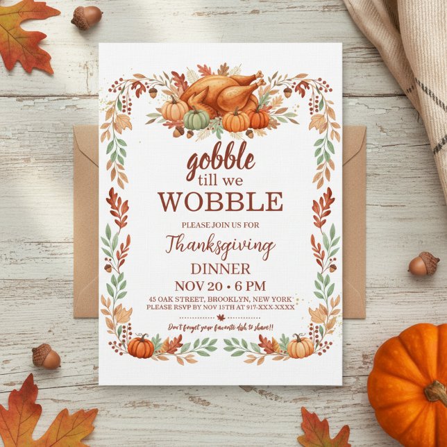 Convite Gobble Till We Wobble Thanksgiving Invitation (friendgiving invitation)