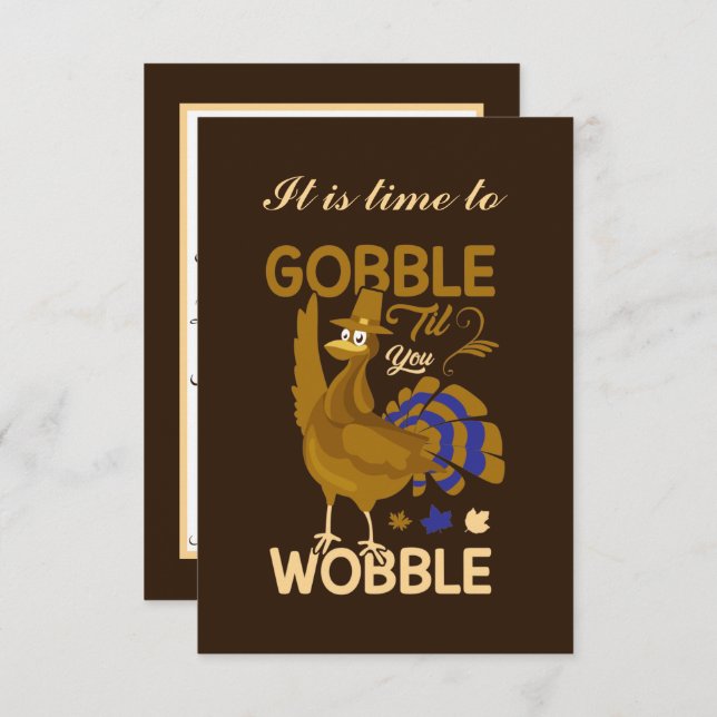 Convite gobble wobble turkey adiciona informação Ação de G (Frente/Verso)