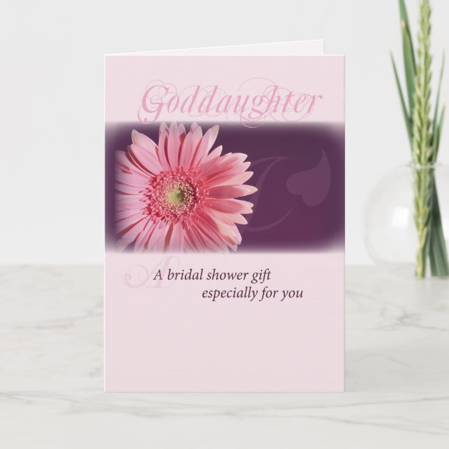Convite Goddaughter, Bridal Shower Pink Daisy (Frente)