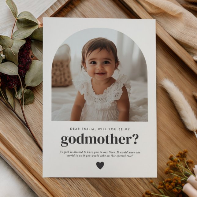 Convite Godmother Arched Photo Proposal (Zazzle Godmother Arched Photo Proposal Invitation)