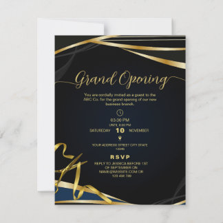 Convite Gold and Black Corporate Grand opening Invitation