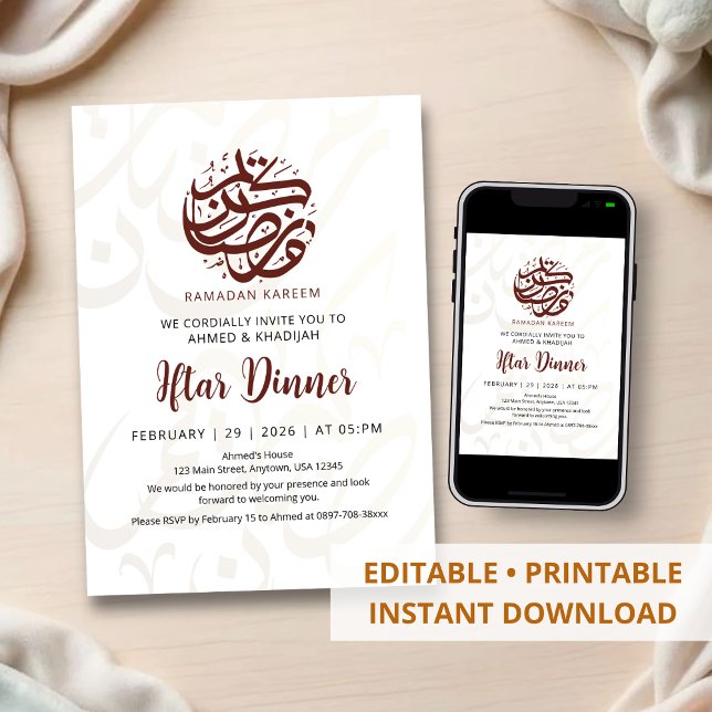 Convite Gold Artistic Arabic Calligraphy Iftar Dinner (Criador carregado)