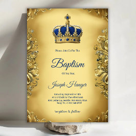 Convite Gold baptism invitation with an ornate invitation