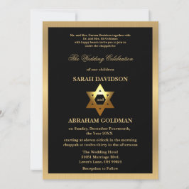 Convite Gold Black Formal Traditional Jewish Wedding Invit