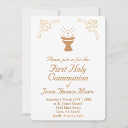 Convite Gold Chalice First Holy Communion Invitation