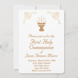 Convite Gold Chalice First Holy Communion Invitation