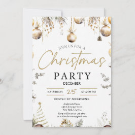 Convite Gold Christmas Party Invitation | Editable Friends