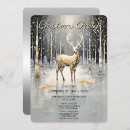 Convite Gold Christmas Reindeer Holiday Party Invitation