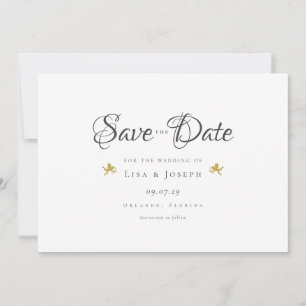 Convite Gold Cupids Elegant Script Salve o Dia