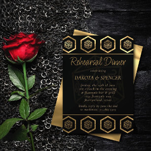 Convite Gold D20   Tabletop Role Player Rehearsal Dinner