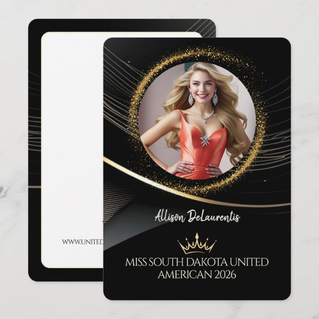 Convite Gold Dust Premium Pageant Promo Card (Frente/Verso)