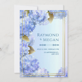 Convite Gold Edged Blue Hydrangea Gilded Leaf Frame
