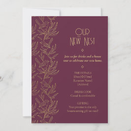Convite Gold Filigree Art Deco | Fairy Wren Housewarming