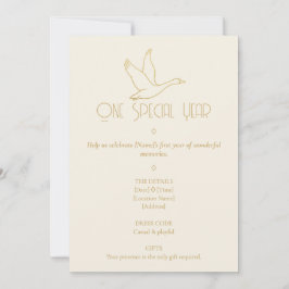 Convite Gold Filigree Art Deco | Goose 1st Birthday