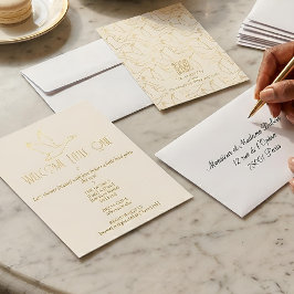 Convite Gold Filigree Art Deco | Goose Baby Shower