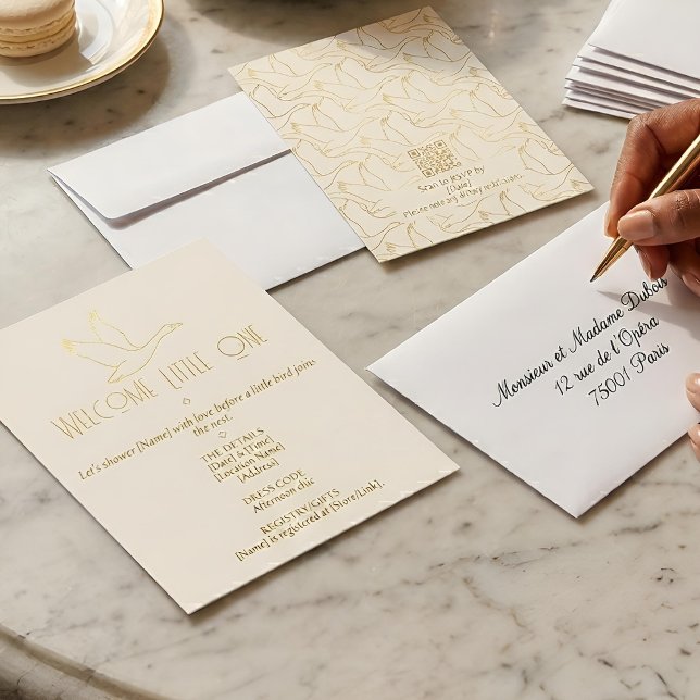 Convite Gold Filigree Art Deco | Goose Baby Shower (Lifestyle Shot)