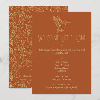Convite Gold Filigree Art Deco | Kingfisher Baby Shower
