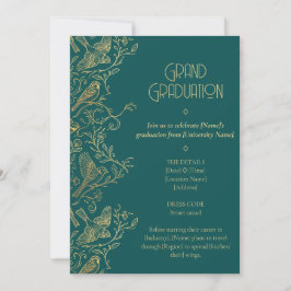 Convite Gold Filigree Art Deco | Sparrow Graduation