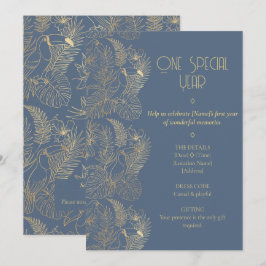 Convite Gold Filigree Art Deco | Toucan 1st Birthday