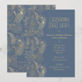 Convite Gold Filigree Art Deco | Toucan Birthday