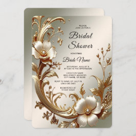 Convite Gold Floral Bridal Shower