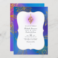 Gold Foil Arabian Bollywood Código QR RSVP Casamen
