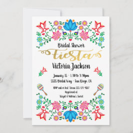 Convite Gold Foil Floral Chá de panela Fiesta Mexicano