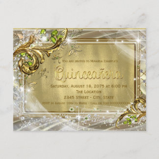 Convite Gold Foil Quinceañera