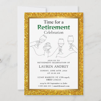 Convite Gold Frame Retirement Celebration Invitation