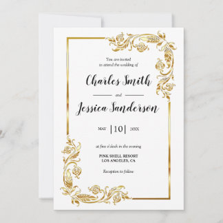 Convite Gold Frame Wedding Invitation