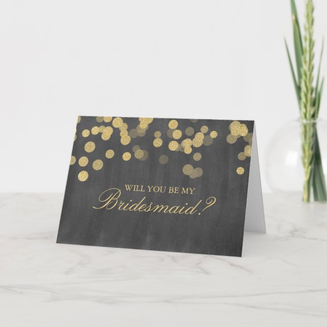Convite Gold Glitter Bridal Party Request Cards (Frente)