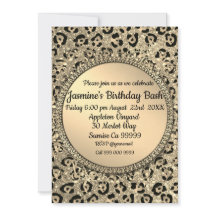 Gold Glitter Glam Leopard Print Birthday 