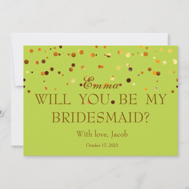 Convite Gold Glitter Will You Be My Bridesmaid Invitation (Frente)
