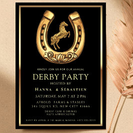 Convite gold Horse Derby Party Equestrian 