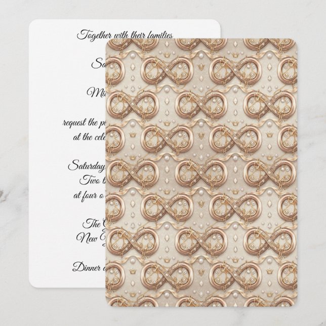 Convite Gold Infinity Wedding Invitation (Frente/Verso)